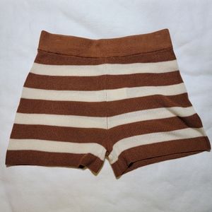 By Together Knit Stripe Camel and Cream Shorts.